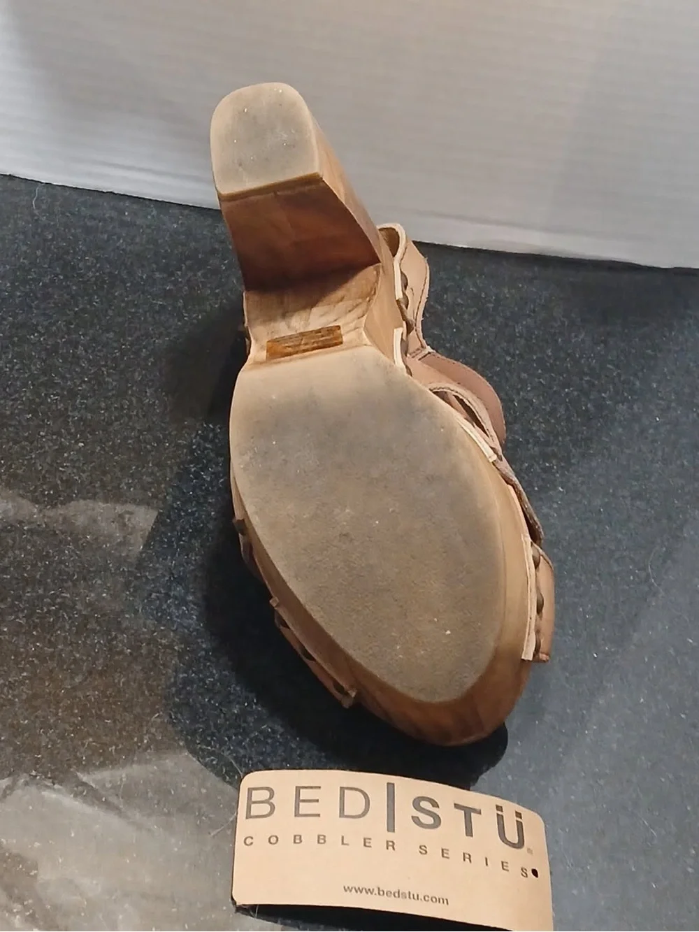 Bed|Stü Brown Cobbler Series Leather Platform Heel Sandals 8.5